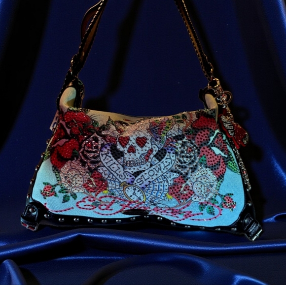 SALE!! Fantastic Ed Hardy Hobo Bag Chain & Red Winged Heart Charm NWT - Picture 8 of 8